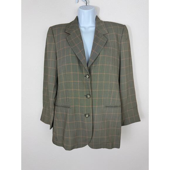 Emporio Armani Vintage Plaid Wool Blend Blazer Made in Italy Size 42 - Picture 1 of 11